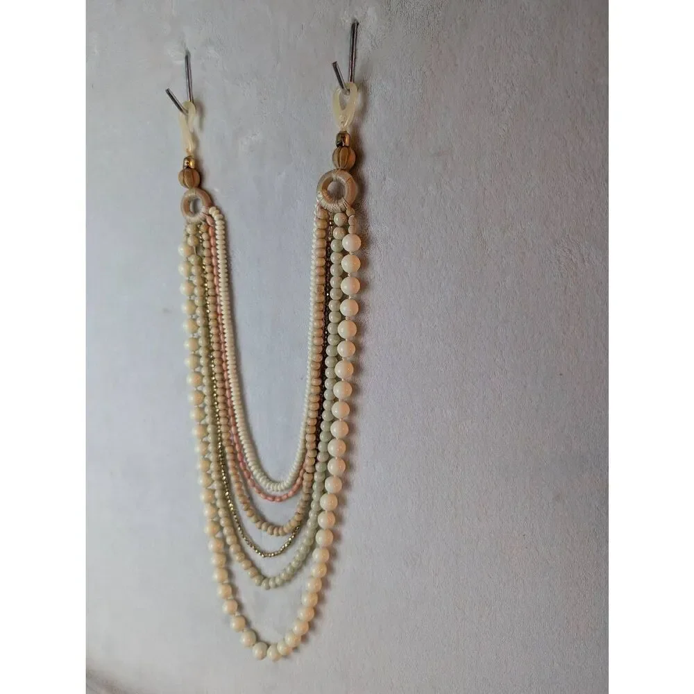 *Layered cream bead statement necklace - Picture 3 of 5